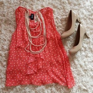 Cute bow ruffle polka dot top